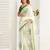 Green digital printed linen ready to wear designer saree with unstitched blouse