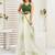 Green digital printed linen ready to wear designer saree with unstitched blouse