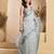 Grey digital printed linen ready to wear designer saree with unstitched blouse