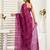Magenta digital printed linen ready to wear designer saree with unstitched blouse