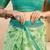 Mint green digital printed linen ready to wear designer saree with unstitched blouse