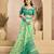 Mint green digital printed linen ready to wear designer saree with unstitched blouse