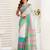 Multicolor digital printed linen ready to wear designer saree with unstitched blouse