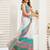 Multicolor digital printed linen ready to wear designer saree with unstitched blouse
