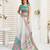 Multicolor digital printed linen ready to wear designer saree with unstitched blouse
