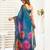Teal digital printed linen ready to wear designer saree with unstitched blouse