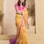 Mustard digital printed linen ready to wear designer saree with unstitched blouse