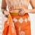 Orange digital printed linen ready to wear designer saree with unstitched blouse