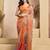 Orange digital printed linen ready to wear designer saree with unstitched blouse
