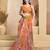 Orange digital printed linen ready to wear designer saree with unstitched blouse