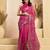 Pink digital printed linen ready to wear designer saree with unstitched blouse
