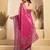 Pink digital printed linen ready to wear designer saree with unstitched blouse