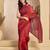 Rust digital printed linen ready to wear designer saree with unstitched blouse