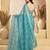 Sky blue digital printed linen ready to wear designer saree with unstitched blouse