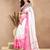White digital printed linen ready to wear designer saree with unstitched blouse