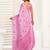 Baby pink digital printed linen ready to wear designer saree with unstitched blouse