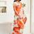 White orange digital printed linen ready to wear designer saree with unstitched blouse