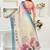 Cream digital printed linen ready to wear designer saree with unstitched blouse