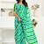 Green digital printed linen ready to wear designer saree with unstitched blouse