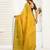 Mustard digital printed linen ready to wear designer saree with unstitched blouse