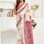 White maroon digital printed linen ready to wear designer saree with unstitched blouse