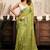 Mehendi digital printed linen ready to wear designer saree with unstitched blouse