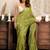 Mehendi digital printed linen ready to wear designer saree with unstitched blouse
