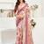 White maroon digital printed linen ready to wear designer saree with unstitched blouse