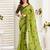 Olive digital printed linen ready to wear designer saree with unstitched blouse