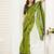 Olive digital printed linen ready to wear designer saree with unstitched blouse