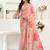 Peach digital printed linen ready to wear designer saree with unstitched blouse