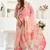 Peach digital printed linen ready to wear designer saree with unstitched blouse