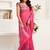 Pink digital printed linen ready to wear designer saree with unstitched blouse
