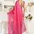 Pink digital printed linen ready to wear designer saree with unstitched blouse