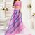 Pink blue digital printed linen ready to wear designer saree with unstitched blouse