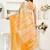 Yellow white digital printed linen ready to wear designer saree with unstitched blouse