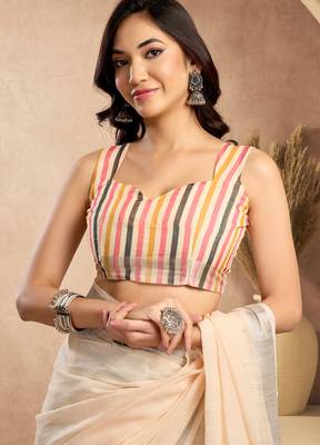 Digital printed linen ready to wear pocket saree with unstitched blouse 2