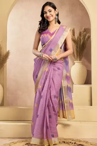 Digital printed linen ready to wear pocket saree with unstitched blouse