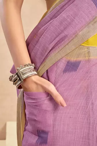 Digital printed linen ready to wear pocket saree with unstitched blouse