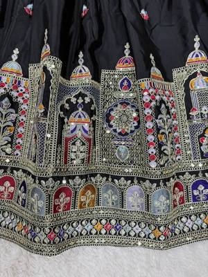 Black embroidered work lehenga choli with dupatta 4