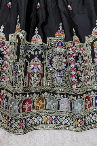 Black embroidered work lehenga choli with dupatta