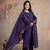 Floral embroidered purple round neck pure cotton kurta set with trouser & dupatta