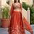  orange thread embroidered silk lehenga set choli with dupatta