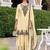 Beige chinon readymade plazzo suit with heavy embroidery work