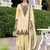 Beige chinon readymade plazzo suit with heavy embroidery work