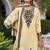 Beige chinon readymade plazzo suit with heavy embroidery work