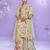 Cream chinon readymade plazzo suit with digital embroidery work-Free size Stitched