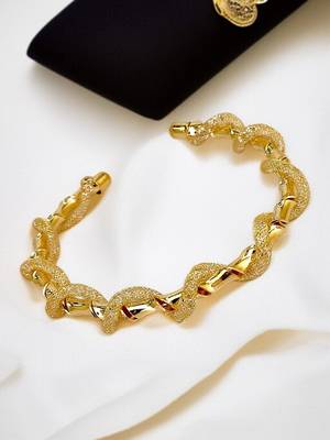 Gold plated twisted spring cuff adjustable bracelet 1