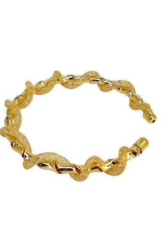 Gold plated twisted spring cuff adjustable bracelet