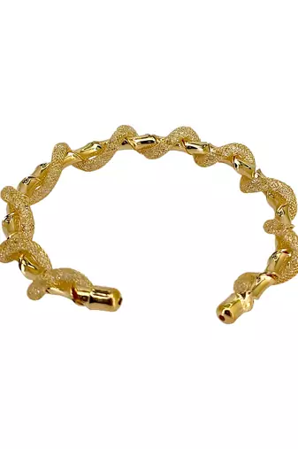 Gold plated twisted spring cuff adjustable bracelet